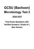 GCSU &lpar;Bachoon&rpar; Microbiology Test 2 &vert; Questions & Verified Answers &vert; Comprehensive Study Guide &vert; Microbiology Exam Review PDF