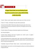 Oregon Pesticide Laws and Safety Exam Questions and Answers Latest 2025&sol;2026 &lpar;100&percnt; SOLVED&rpar;&NewLine;