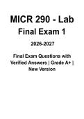 MICR 290 Lab Final Exam 1 &vert; Questions & Verified Answers &vert; Comprehensive Microbiology Laboratory Study Guide &vert; Final Exam Review PDF