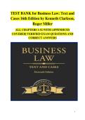 Business Law&colon; Text and Cases 16th Edition &lpar;Clarkson & Miller&rpar; Test Bank &vert; Complete Exam Questions & Answers