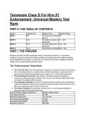 2026&sol;2027 S-Tier Tennessee Class D For-Hire &lpar;F&rpar; Endorsement&colon; Universal Mastery Test Bank &lpar;45&plus; Q&A&rpar;