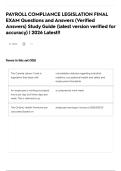 PAYROLL COMPLIANCE LEGISLATION FINAL EXAM Questions and Answers &lpar;Verified Answers&rpar; Study Guide &lpar;latest version verified for accuracy&rpar; &vert; 2026 Latest&excl;&excl;