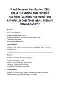 Fraud Examiner Certification &lpar;CFE&rpar; EXAM QUESTIONS AND CORRECT ANSWERS &lpar;VERIFIED ANSWERS&rpar; PLUS RATIONALES 2025&sol;2026 Q&A &vert; INSTANT DOWNLOAD PDF