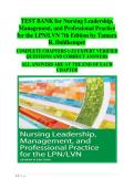 Nursing Leadership&comma; Management&comma; and Professional Practice for the LPN&sol;LVN&comma; 7th Edition by Tamara R&period; Dahlkemper &vert; Complete Test Bank &colon; Verified Questions & Answers &semi; NCLEX-PN Exam Prep
