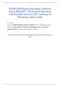 EEOB 2520 Human Physiology Midterm 2026&sol;2027&colon; Practice Questions & Answer Key