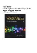 Test Bank &ndash; Introductory Econometrics&colon; A Modern Approach &lpar;7th Edition&rpar; by Jeffrey M&period; Wooldridge &ndash; All Chapters 1&ndash;19 Covered