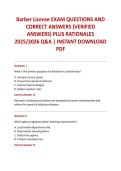 Barber License EXAM QUESTIONS AND CORRECT ANSWERS &lpar;VERIFIED ANSWERS&rpar; PLUS RATIONALES 2025&sol;2026 Q&A &vert; INSTANT DOWNLOAD PDF