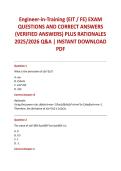 Engineer-in-Training &lpar;EIT &sol; FE&rpar; EXAM QUESTIONS AND CORRECT ANSWERS &lpar;VERIFIED ANSWERS&rpar; PLUS RATIONALES 2025&sol;2026 Q&A &vert; INSTANT DOWNLOAD PDF
