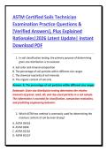 ASTM Certified Soils Technician&NewLine;Examination Practice Questions &&NewLine;&lbrack;Verified Answers&rsqb;&comma; Plus Explained&NewLine;Rationales&vert;2026 Latest Update&vert; Instant&NewLine;Download PDF