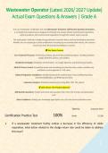 Wastewater Operator &lpar;Latest 2026&sol; 2027 Update&rpar; Actual Exam Questions & Answers &vert; Grade A&NewLine;&NewLine;&NewLine;