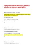 Florida General Lines Agent Exam Questions with Correct Answers&vert; Latest Update
