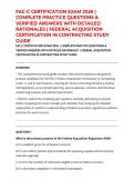 FAC-C CERTIFICATION EXAM 2026 &vert; COMPLETE PRACTICE QUESTIONS & VERIFIED ANSWERS WITH DETAILED RATIONALES &vert; FEDERAL ACQUISITION CERTIFICATION IN CONTRACTING STUDY GUIDE