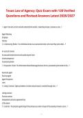 Texas Law of Agency Quiz Exam with 120 Verified Questions and Revised Answers &ndash; Latest 2026&sol;2027 &vert; Complete Real Estate Licensing Exam Study Guide