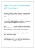 ENV 101 Exam 1 Study Guide Questions With Correct Answers 