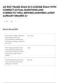 AZ ROC TRADE EXAM B-3 LICENSE EXAM WITH CORRECT ACTUAL QUESTIONS AND CORRECTLY WELL DEFINED ANSWERS LATEST ALREADY GRADED A&plus;