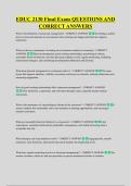 EDUC 2130 Final Exam QUESTIONS AND &NewLine;CORRECT ANSWERS