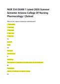 NUR 334 EXAM 1 Latest 2026 Summer &NewLine;Semester Arizona College Of Nursing &NewLine;Pharmacology I &vert;Solved