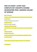 NUR 335 EXAM 1 LATEST 2026 &NewLine;COMPLETE KEY CONCEPTS COVERED &NewLine;&vert;GUARANTEED PASS &vert; ARIZONA COLLEGE &NewLine;OF NURSING 