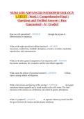 NURS 6501 ADVANCED PATHOPHYSIOLOGY LATEST &vert; Week 1 Comprehensive Final &vert; Questions and Verified Answers &vert; Pass Guaranteed - A&plus; Graded