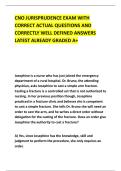 CNO JURISPRUDENCE EXAM WITH &NewLine;CORRECT ACTUAL QUESTIONS AND &NewLine;CORRECTLY WELL DEFINED ANSWERS &NewLine;LATEST ALREADY GRADED A&plus;