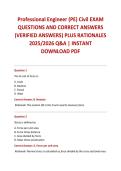 Professional Engineer &lpar;PE&rpar; Civil EXAM QUESTIONS AND CORRECT ANSWERS &lpar;VERIFIED ANSWERS&rpar; PLUS RATIONALES 2025&sol;2026 Q&A &vert; INSTANT DOWNLOAD PDF