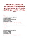 PE Structural Engineering EXAM QUESTIONS AND CORRECT ANSWERS &lpar;VERIFIED ANSWERS&rpar; PLUS RATIONALES 2025&sol;2026 Q&A &vert; INSTANT DOWNLOAD PDF
