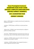 Texas Promulgated Contracts&NewLine;CHAMPIONS EXAM STUDY GUIDE &NewLine;2026&sol;2027 COMPLETE QUESTIONS WITH &NewLine;VERIFIED CORRECT ANSWERS &vert;&vert; &NewLine;100&percnt; GUARANTEED PASS &NewLine;<NEWEST VERSION> 