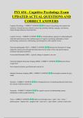 PSY 654 - Cognitive Psychology Exam &NewLine;UPDATED ACTUAL QUESTIONS AND &NewLine;CORRECT ANSWERS