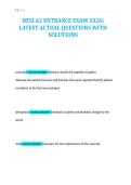 HESI A2 ENTRANCE EXAM 2026&vert;&NewLine;LATEST ACTUAL QUESTIONS WITH&NewLine;SOLUTIONS&NewLine;
