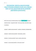 PSYCHIATRIC-MENTAL HEALTH NURSE&NewLine;PRACTITIONER &lpar;PMHNP&rpar; EXAM 2026&vert; BRAND&NewLine;NEW ACTUAL QUESTIONS WITH ANSWERS&NewLine;&lpar;REPORTED QUESTIONS&rpar;&NewLine;