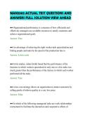 MAN3303 ACTUAL TEST QUESTIONS AND &NewLine;ANSWERS FULL SOLUTION VIEW AHEAD