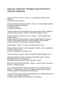 OSHA 501 INDUSTRY TRAINER QUESTIONS WITH &NewLine;VERIFIED ANSWERS