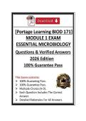 Portage Learning BIOD 171 Module 1 Exam  - Essential Microbiology