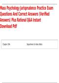 Massachusetts Psychology Jurisprudence Examination Practice Questions and Answers with Rationales Study Guide