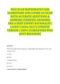 WGU D128 MATHEMATICS FOR ELEMENTARY EDUCATORS OA EXAM WITH ACCURATE QUESTIONS & ANSWERS &lpar;VERIFIED ANSWERS&rpar; AND A DEEP EXPERT RATIONALES &vert; LATEST &lpar;2026&sol;2027&rpar; UPDATED VERSION &vert; 100&percnt; GUARANTEED PASS &lbrace;JUST RELEASED&rcub;