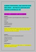 ALABAMA PROFESSIONAL LAND SURVEYOR EXAM &NewLine;2026 UPDATE &ndash; 200 PRACTICE QUESTIONS WITH &NewLine;ANSWERS & RATIONALES&vert; PDF 