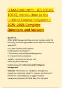 FEMA Final Exam &ndash; ICS 100 &lpar;IS&NewLine;100&period;C&rpar;&comma; Introduction to the &NewLine;Incident Command System &ndash; &NewLine;2025&ndash;2026 Complete &NewLine;Questions and Answers 