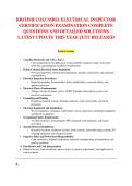 BRITISH COLUMBIA ELECTRICAL INSPECTOR &NewLine;CERTIFICATION EXAMINATION COMPLETE &NewLine;QUESTIONS AND DETAILED SOLUTIONS &NewLine;LATEST UPDATE THIS YEAR JUST RELEASED 