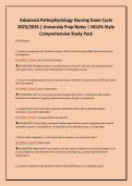 Advanced Pathophysiology Nursing Exam Cycle &NewLine;2025&sol;2026 &vert; University Prep Notes &vert; NCLEX‑Style &NewLine;Comprehensive Study Pack