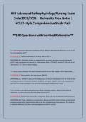 &num; Advanced Pathophysiology Nursing Exam &NewLine;Cycle 2025&sol;2026 &vert; University Prep Notes &vert; &NewLine;NCLEX-Style Comprehensive Study Pack&NewLine;&ast;&ast;100 Questions with Verified Rationales&ast;&ast;