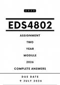 EDS4802 Assignment  2 Answers - Year Module&comma; 2026 &vert;Due Date 8 July 2026