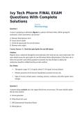 Ivy Tech Pharm FINAL EXAM Questions With Complete Solutions