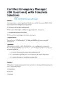 Certified Emergency Manager&vert; 200 Questions&vert; With Complete Solutions