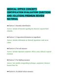 MEDICAL OFFICE CONCEPTS &NewLine;CERTIFICATION EVALUATION QUESTIONS &NewLine;AND SOLUTIONS PREMIUM REVIEW &NewLine;MATERIAL