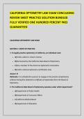 CALIFORNIA OPTOMETRY LAW EXAM CONCLUDING REVIEW SHEET PRACTICE