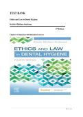 Test Bank for Ethics and Law in Dental Hygiene 4th Edition by Kristin Minihan-Anderson &vert; Complete Exam Questions&comma; Answers & Detailed Rationales