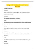 Biology 1100 Test Questions with Correct&NewLine;Answers