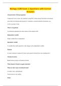 Biology 1100 Exam 1 Questions with Correct&NewLine;Answers