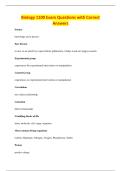 Biology 1100 Exam Questions with Correct&NewLine;Answers