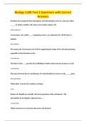 Biology 1100 Test 2 Questions with Correct&NewLine;Answers
